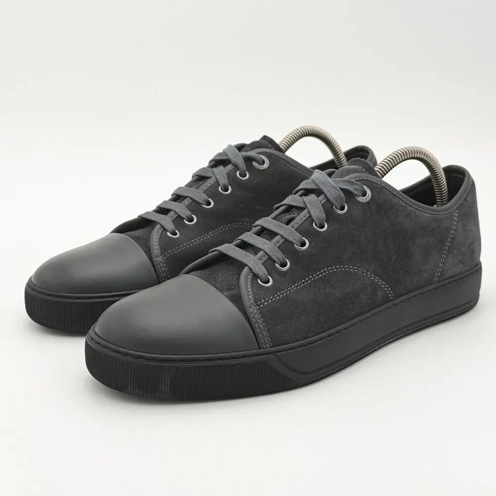 Lanvin DBB1 Leather and Suede Cap Toe Lace Up Comfort Fashion Sneakers in Blue B